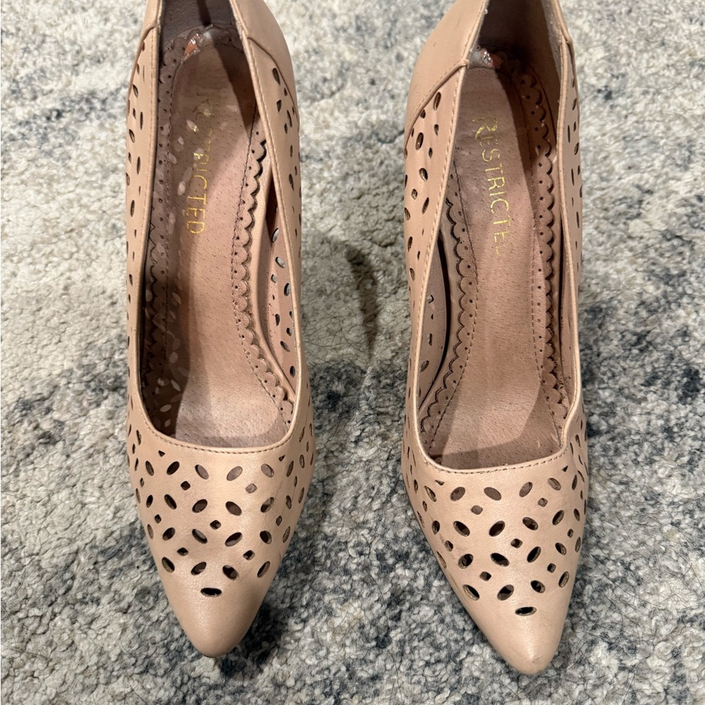 Restricted Tan Heels with Perforated Design